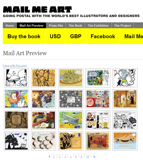 Screen shot from the Mail Me Art website