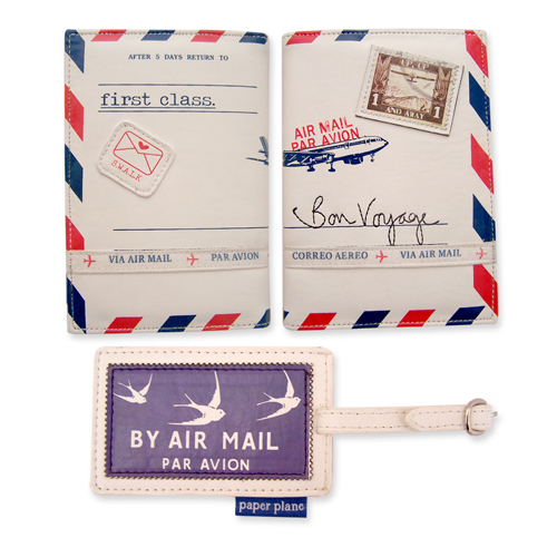 Paper Plane passport and luggage tag set