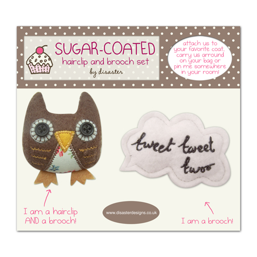 Sugar Coated Owl brooch/hairclip set