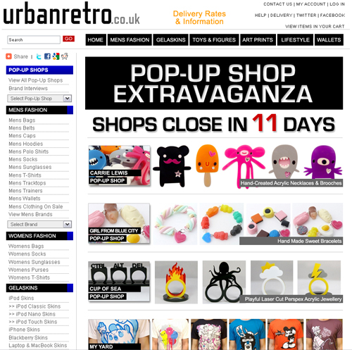Urban Retro website screenshot