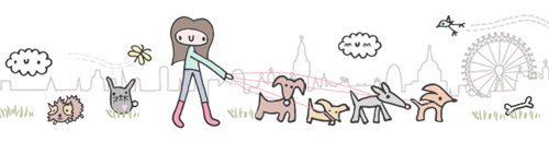 Walker the dog walker banner illustration