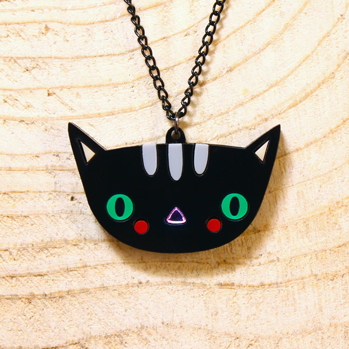 Doodllery handmade acrylic cat necklace