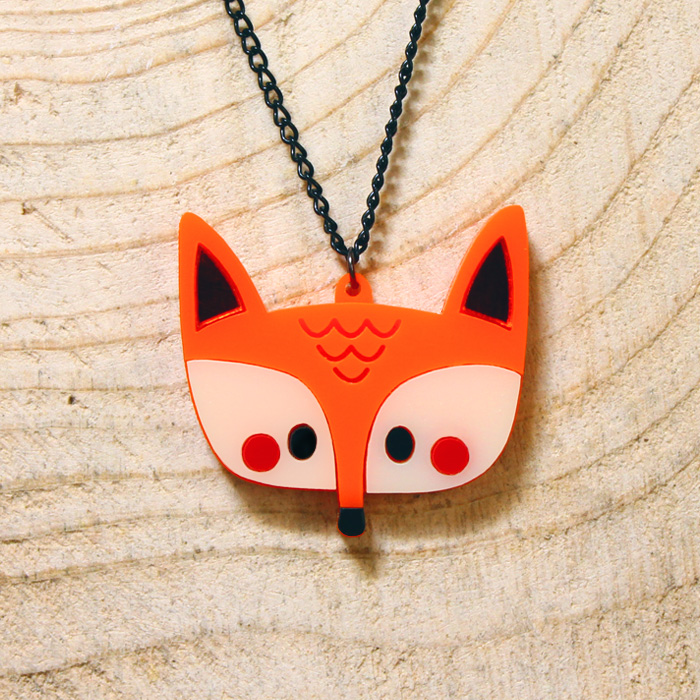 Doodllery handmade acrylic fox necklace